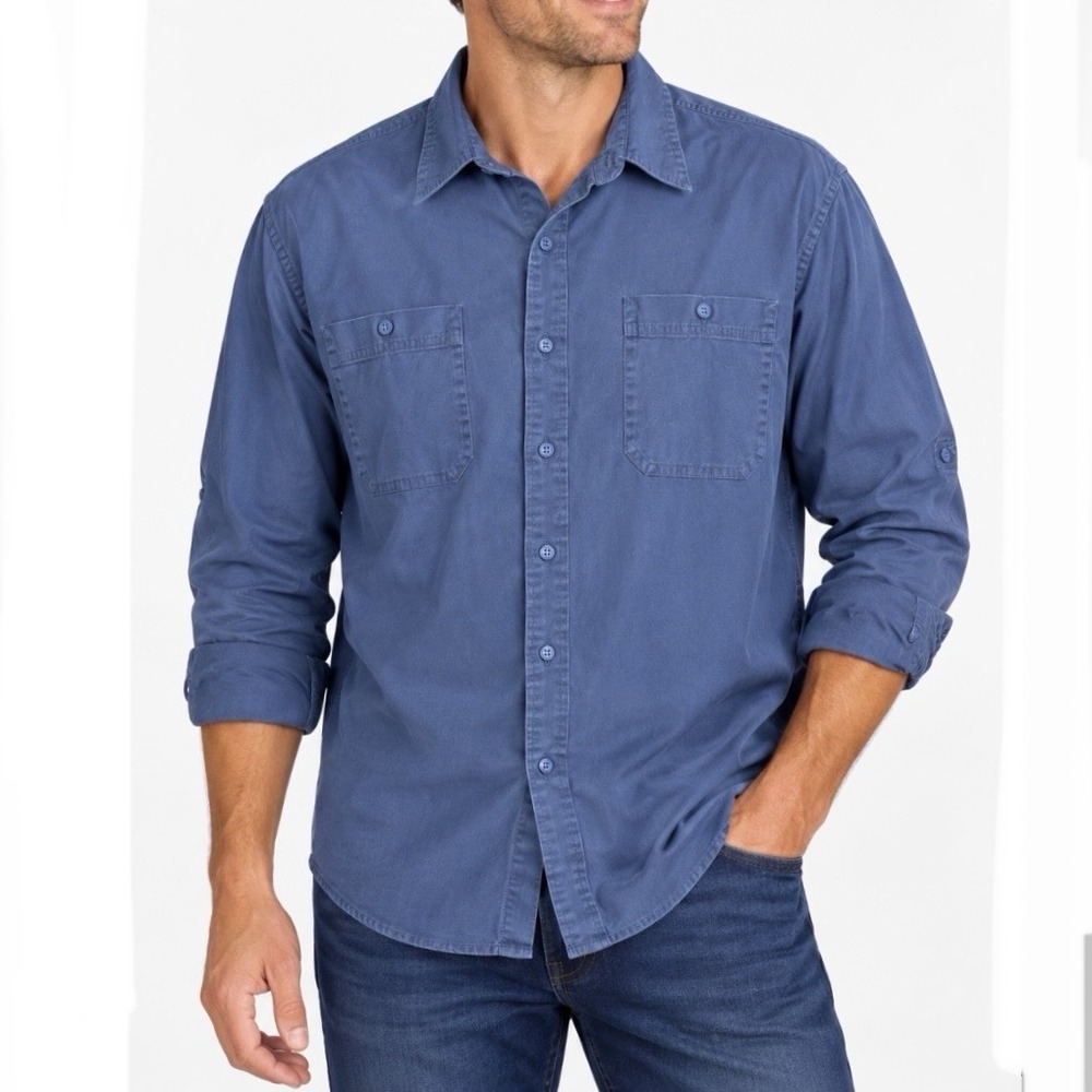 LL Bean Blue Traditional Fit Lakewashed Button Up Casual Camp Shirt XXXL 3X